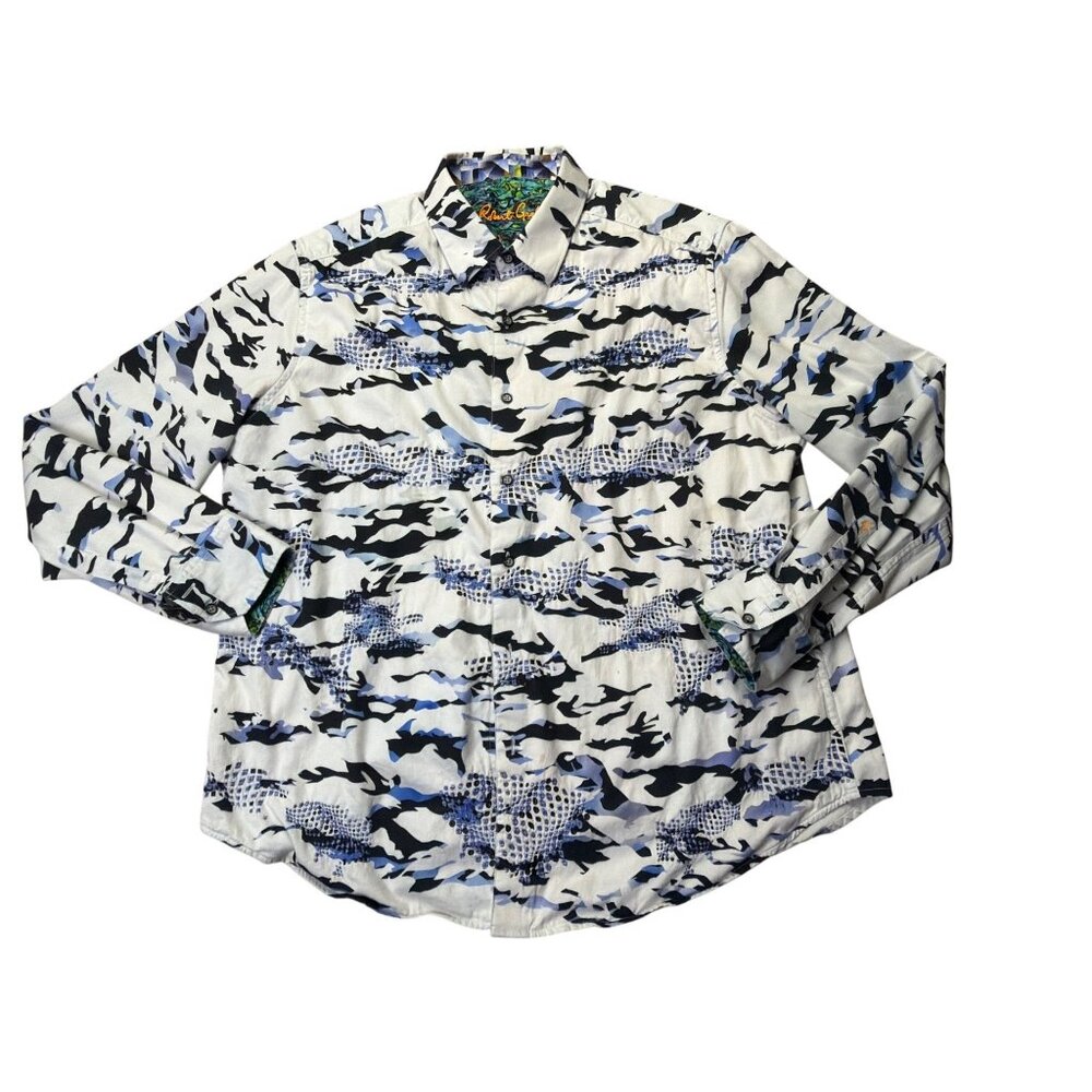 Robert Graham Mens Long Sleeve Button-Up Shirt 2XL Multicolor Abstract Pattern